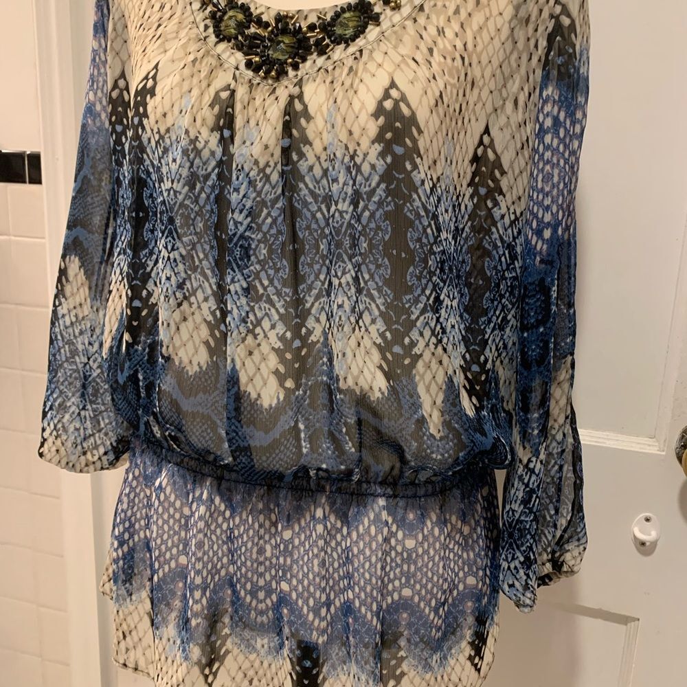 Cache | fish skin patterned sheer top - Picture 5 of 8
